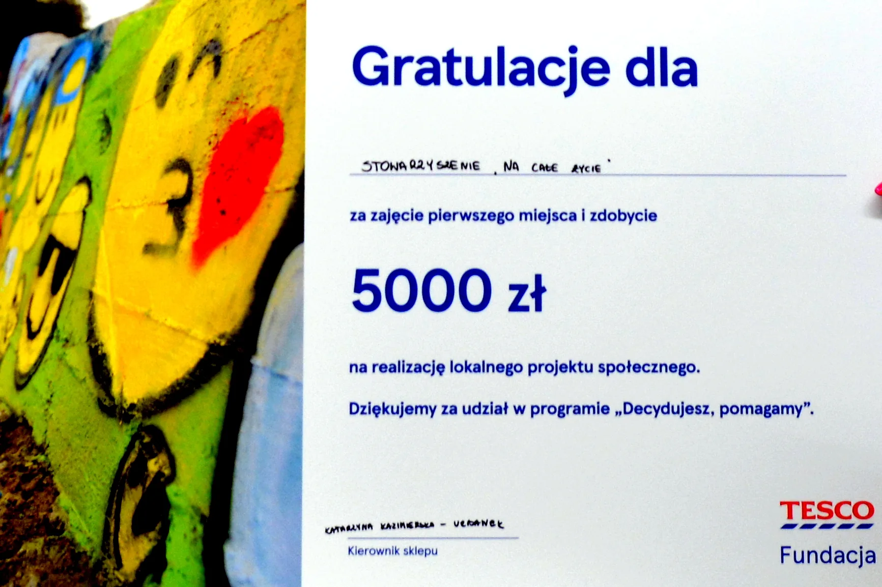 19.08.2019 Zajęliśmy pierwsze miejsce w programie „Decydujesz, pomagamy”.