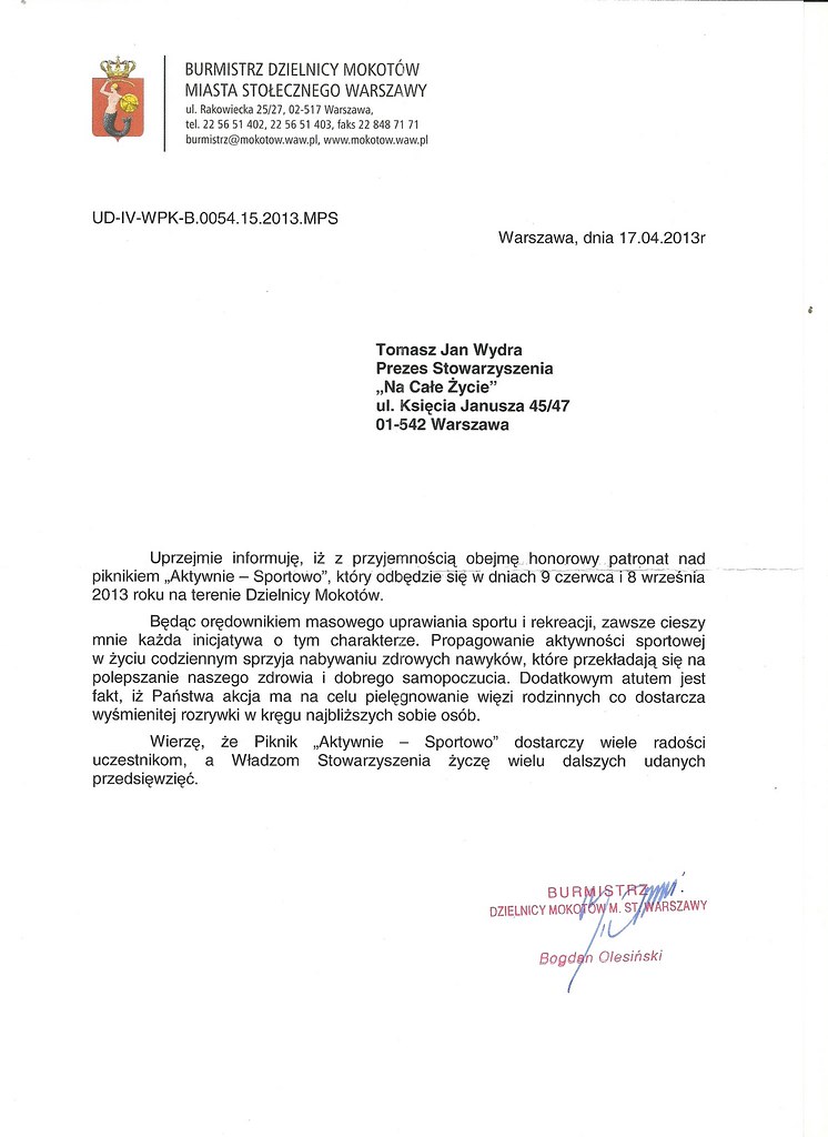 Burmistrz dzielnicy Mokotór m.st Warszawy